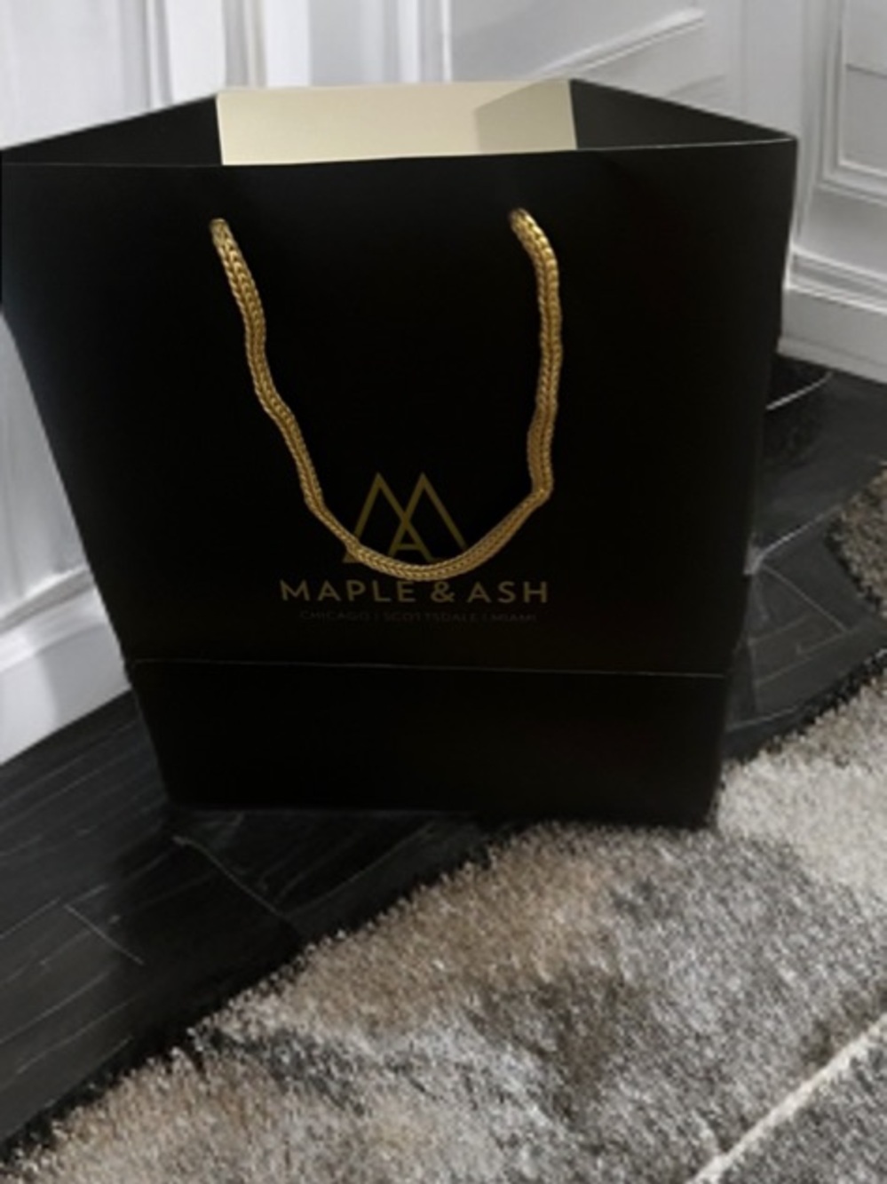 Maple & Ash Black Gift Bag with Gold Handles